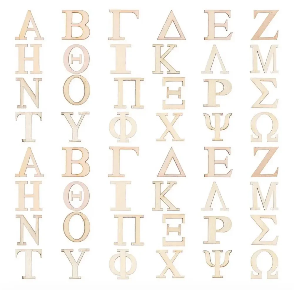1 Inch 70 Pcs Wood Greek Letters, Unfinished Wooden Alphabet Letters for Sororit
